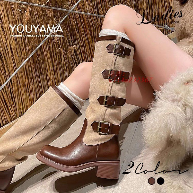 ロングブーツ レディース ロング丈 スクエアトゥ ニーハイブーツ シンプル 送料無料 歩きやすい 春秋冬 履きやすい 美脚 vii4w232367