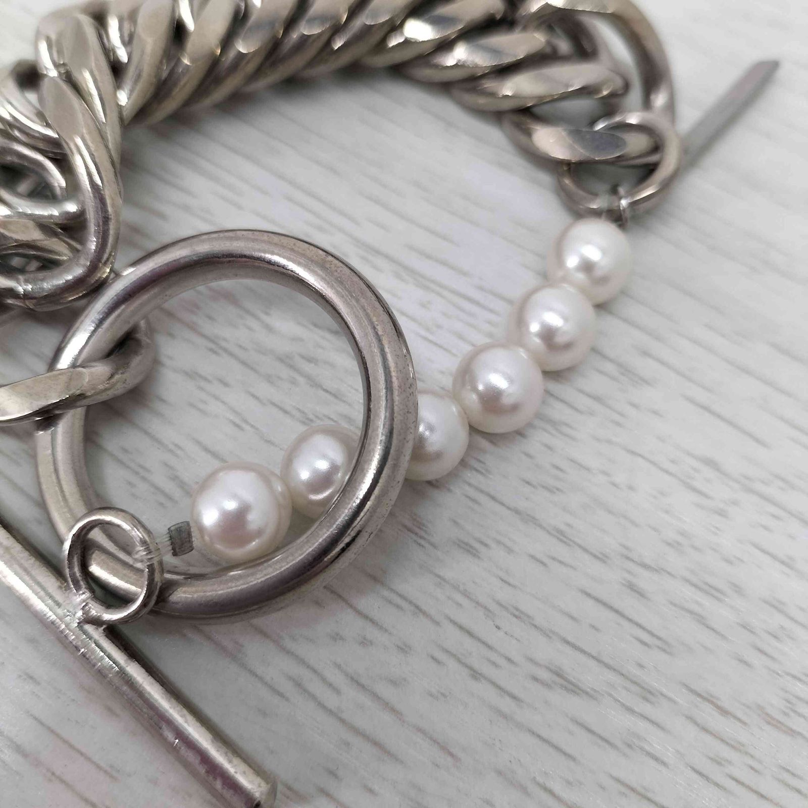 ミスタージェントルマン パール×チェーン ドッキングブレスレット メンズ ミスタージェントルマン MISTERGENTLEMAN PEARL×CHAIN BRACELET