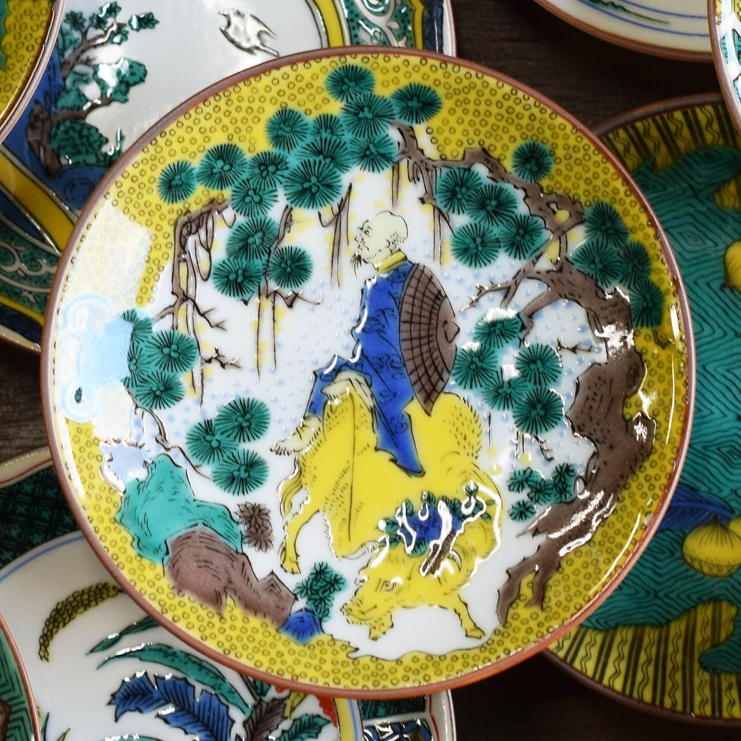 新品 名品 九谷焼 豆皿 吉田屋牡丹花肖柏図 おしゃれ 小皿 お皿 取り皿