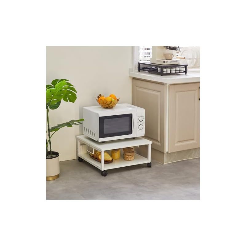 IBUYKE プリンターラック 2段 キャスター付き プリンターラック 50 x 50 x 24cm プリンター台 省スペース プリンターラック ワゴン デスク下収納 木製プリンターラック 総耐荷重88.2lb(40kg) 高荷重 