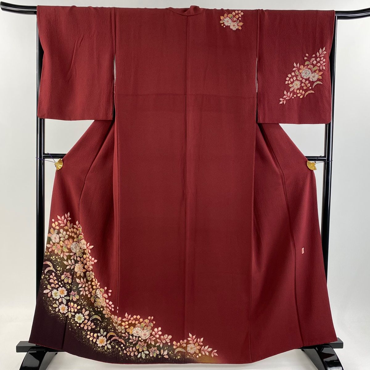 J47新品　やまと誂え　正絹単衣長襦袢　辻ヶ花模様　パープル　居敷当て＆半衿付き J47新品やまと誂え正絹単衣長襦袢辻ヶ花模様パープル居敷当て