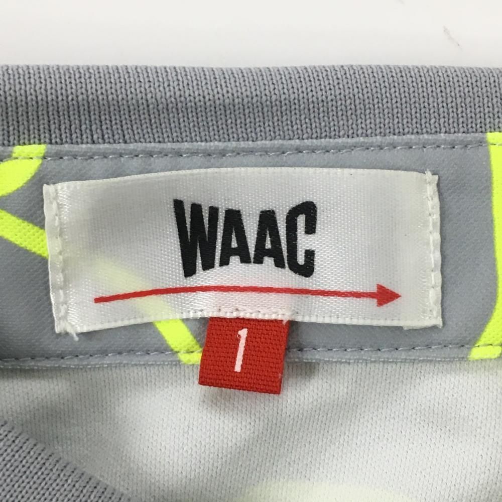 美品 WAAC ワック 半袖ポロシャツ ライトグレー×蛍光イエロー 総