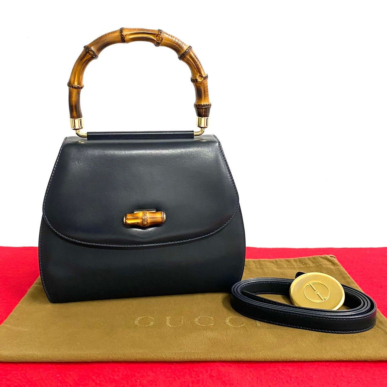 ほぼ 未使用 鏡付き GUCCI オールドグッチ ヴィンテージ バンブー  