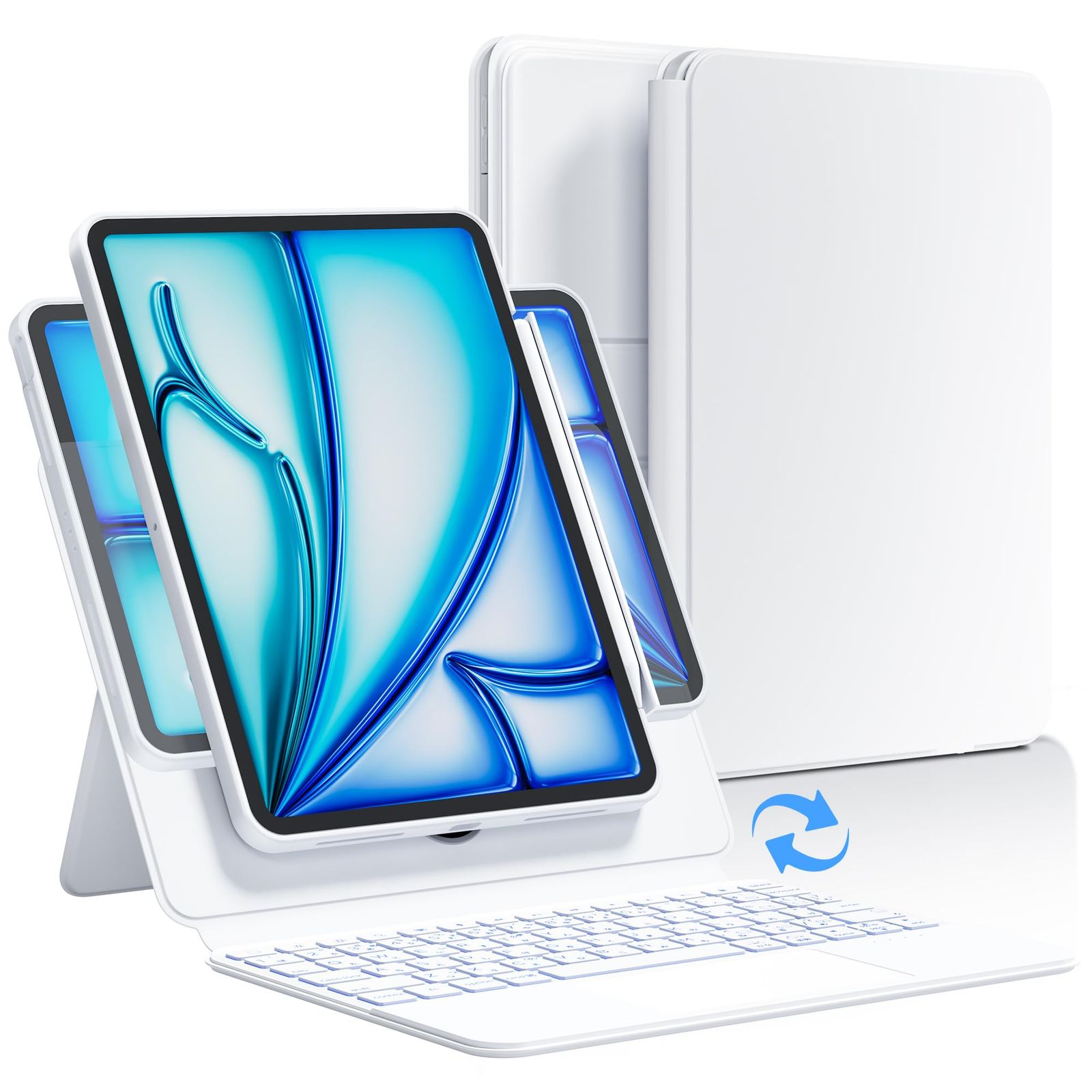 Sencela 2025新登場 ipadキーボード JIS日本語配列 トラックパッド搭載 マジックキーボード 7色バックライト iPad Air4|5|6|7世代 iPad Air 11インチ 遅延なし 高精度 10cm高さ調節 360°画面回転 超