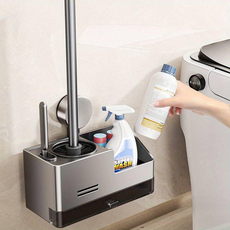 強力な吸引カップトイレブラシセット家庭用デッドエンジルなしトイレクリーニングブラシノドリルウォールマウントトイレブラシストレージラック