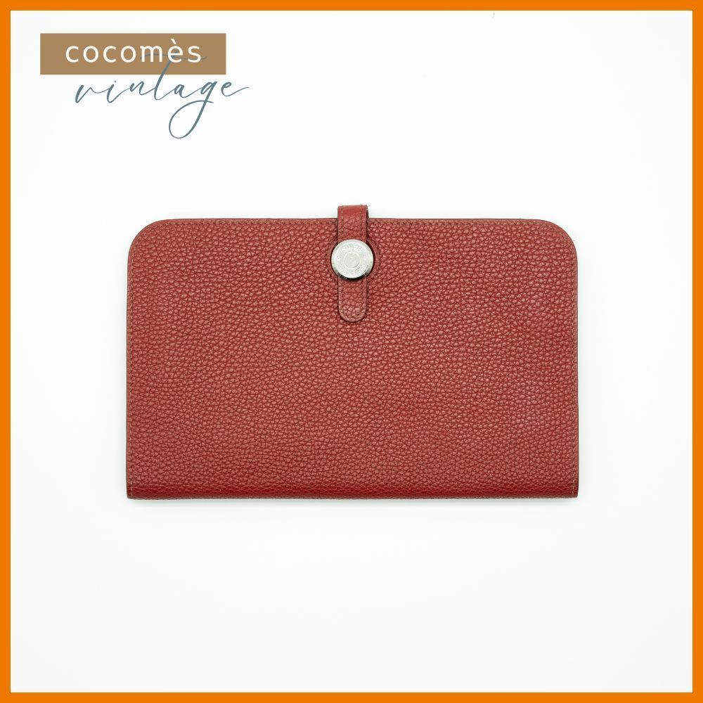 HERMES エルメス ドゴンGM 財布 刻印 15N□K レッドレザー シルバー金具 レディース