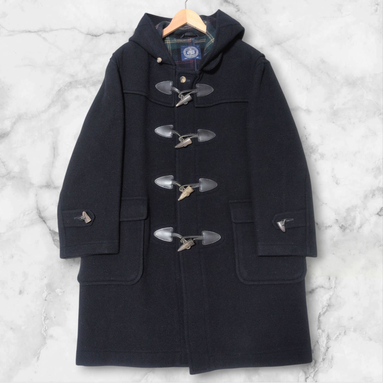 ジェイプレス ダッフルコート フード トグル レザー 裏地総柄