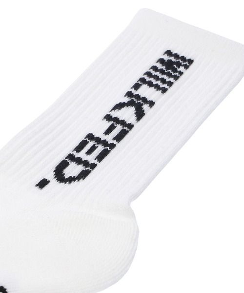 靴下 ソックス ミルクフェド MILKFED くつ下 2足組 レディース MILKFED SIDE STENCIL SOCKS SET 103228054002 白 黒 ブラック ホワイト 縦ロゴ