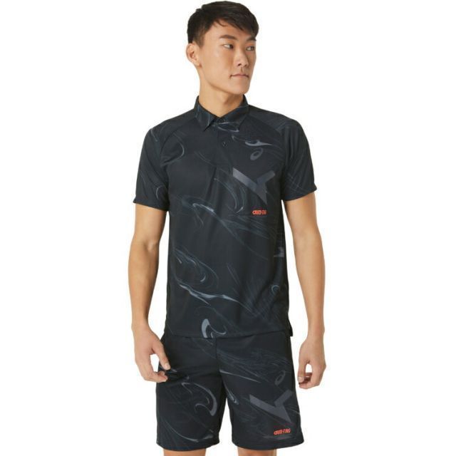 asics アシックス A-I-M DRY GRAPHIC POLO パフォーマンスブラック 5XL 2031E001 1 | スポーツ メンズ 5XL ブラック 黒 服 衣類 衣料品ウェア ウエア トップス ポロシャツ シャツ ドライ グラフィック ボタ