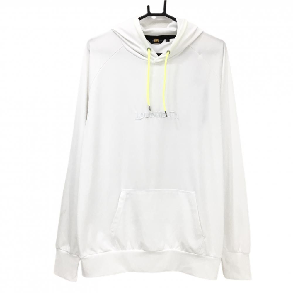 ラウドマウス パーカー 白 ロゴ刺しゅう 薄手 トレーナー メンズ XL ゴルフウェア LOUDMOUTH
