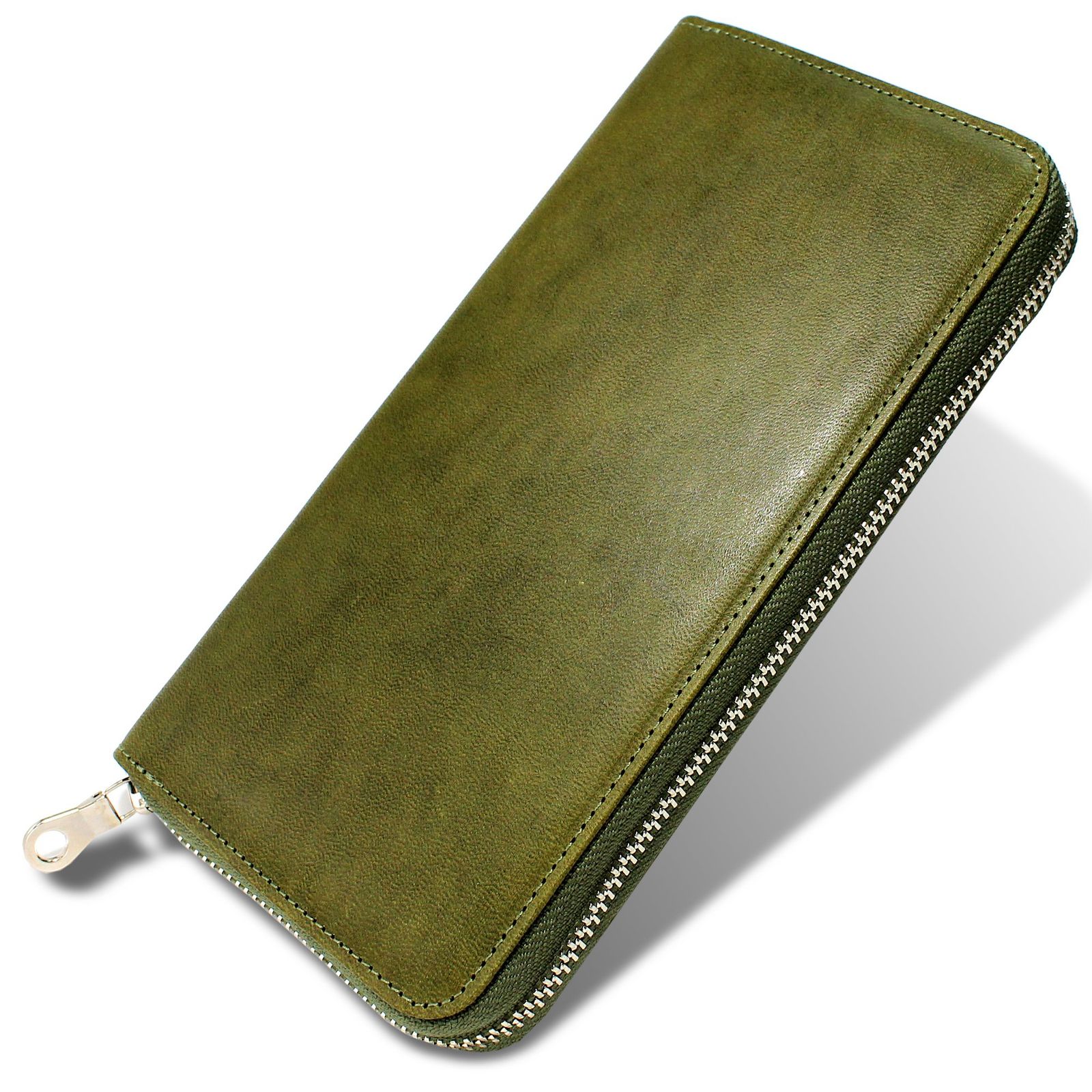 栃木レザー こだわりの 長財布 メンズ 本革 カード収納20枚 大容量 スタイリッシュで実用的なレザーウォレット プレゼントにも人気 TGT-3360 green