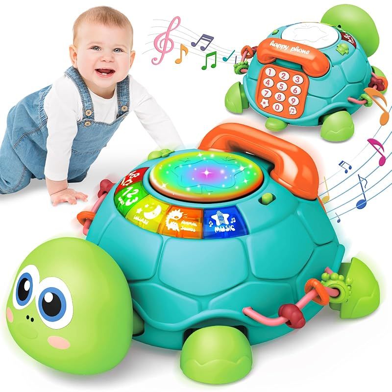 MAVEKID 多機能 ハイハイカメ 赤ちゃん おもちゃ 知育玩具 1歳 2歳 音と光 指先訓練 聴覚発達 色認知 動物認知 鼓 楽器 赤ちゃん 玩具 0歳 出産祝い 男の子 女の子 子供 1歳児 人気ランキング 誕生日 プレゼント クリスマス ギフト 幼 1