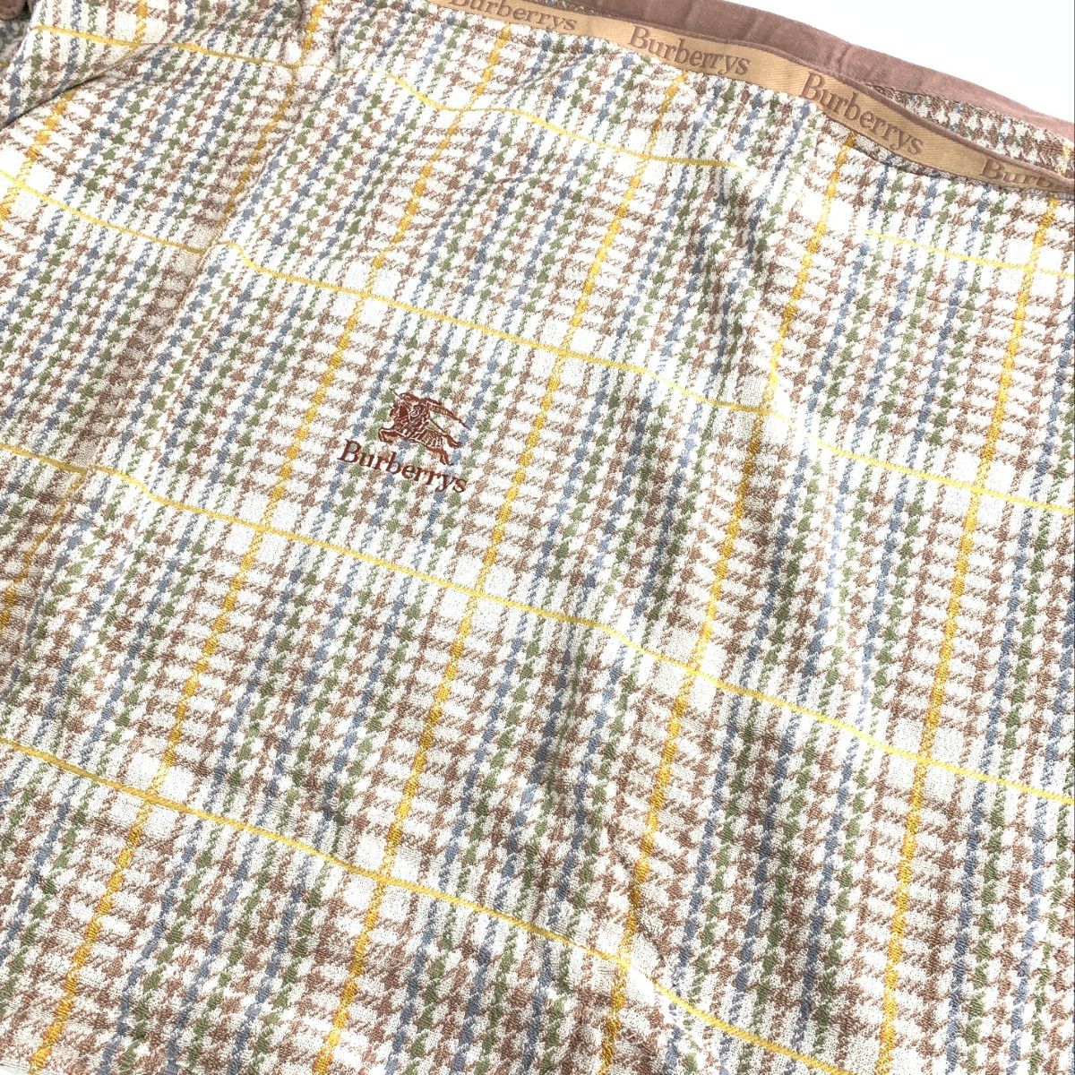 寝具 美品 Burberry's バーバリーズ ホースロゴ刺繍 タオルケット 140
