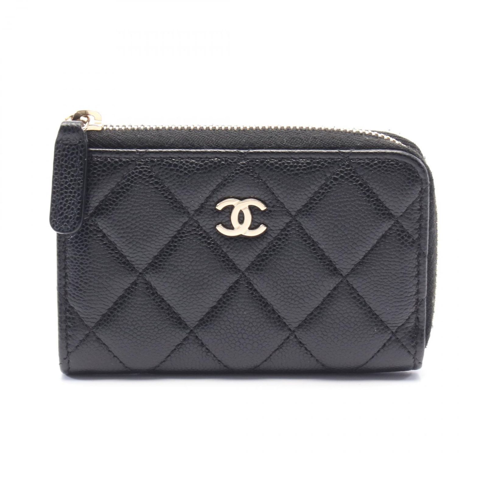 シャネル CHANEL コインケース マトラッセ ブラック キャビアスキン グレインドカーフ マトラッセ コインケース レディース Used A