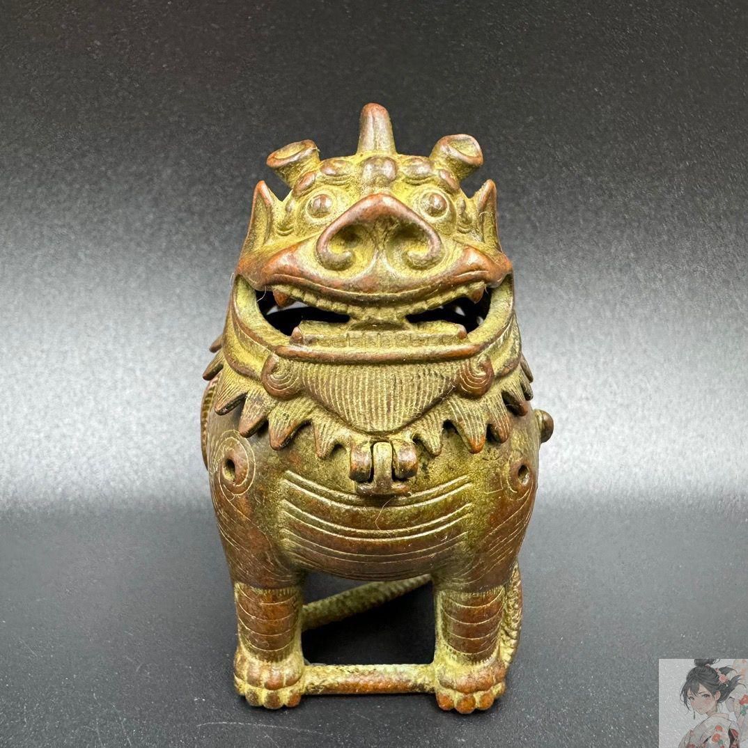 独角小瑞獣香炉 観音菩薩獅子 硯筆架火鉢 香道具 装飾品 工芸品