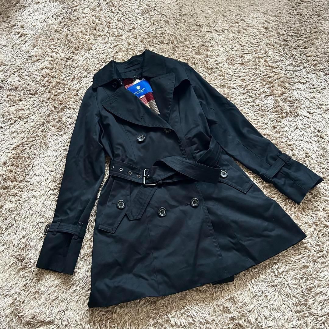 BLUE LABEL CRESTBRIDGE ブルーレーベル クレストブリッジ ライナー付き トレンチコート 38 ブラック チェック裏地 Re Wear シェノン ReWearJapan