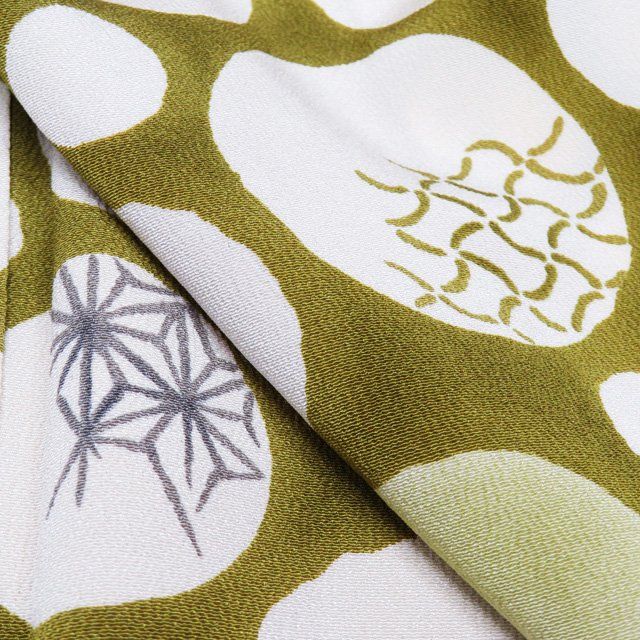 未着用　お召　付け下げ　伝統和模様　麻の葉　七宝　五三桐紋　着物　052a p 美品【麻の葉文様】付け下げ小紋 正絹 着物 袷s515 | Pay ID