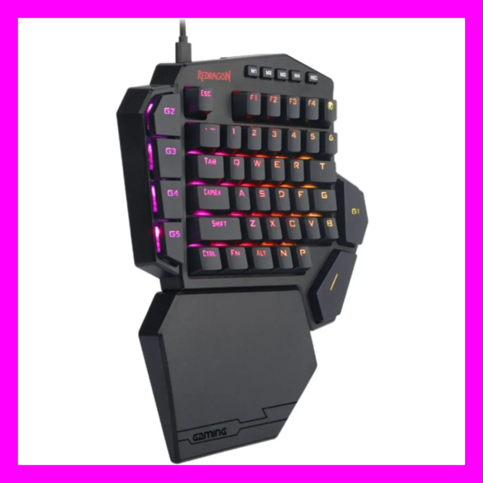 REDRAGON レッドラゴン RGB片手用メカニカルキーパッド DITI K585RGB ゲーミングキーボード 片手 メカニカル式 青軸 RGB1680万色バックライト 7マクロキー 有線 左手キーボード 脱着式 USB 42キー リストレスト付き - メルカリ