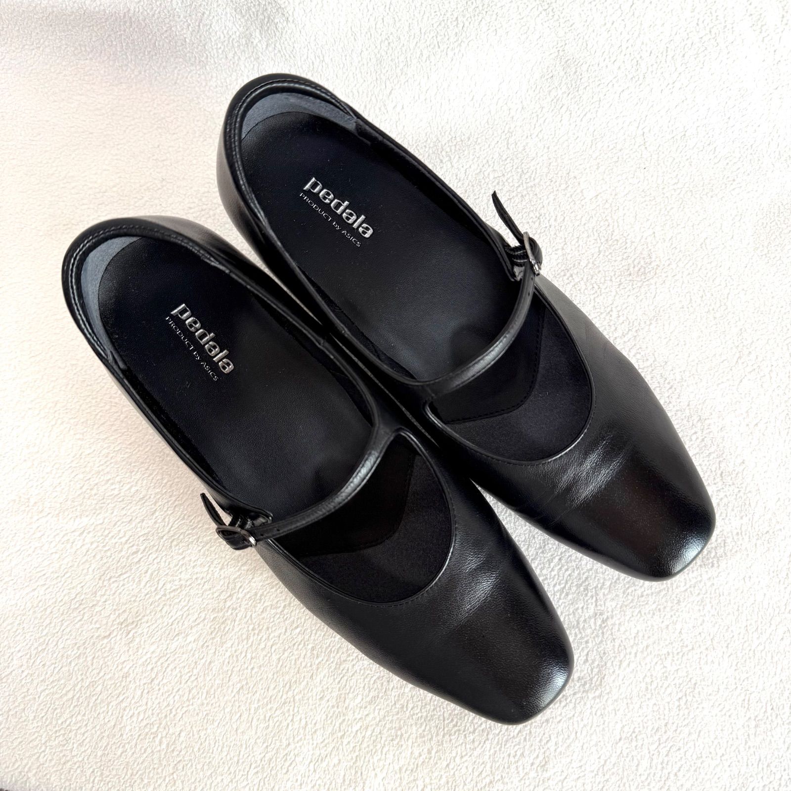極美品✨ペダラ ストラップ スクエアトゥ レザー ブラック 22.5 3EEE