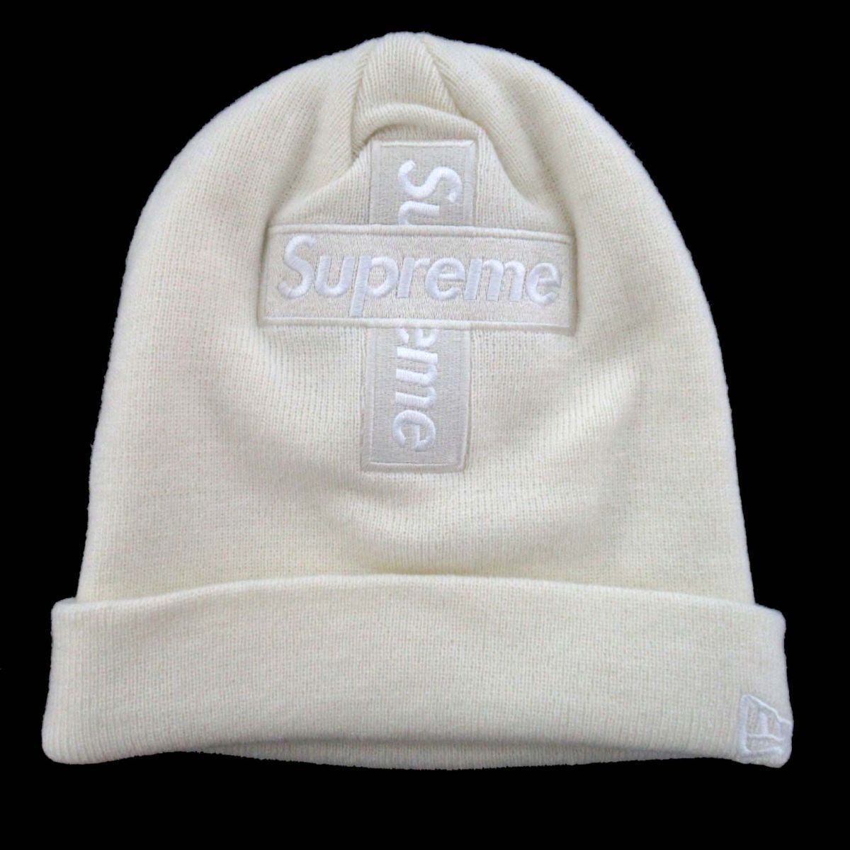 20AW Supreme×NEW ERA シュプリーム Cross Box Logo Beanie クロスボックスロゴ ニットキャップ ビーニー ホワイト メンズ レディース 古着