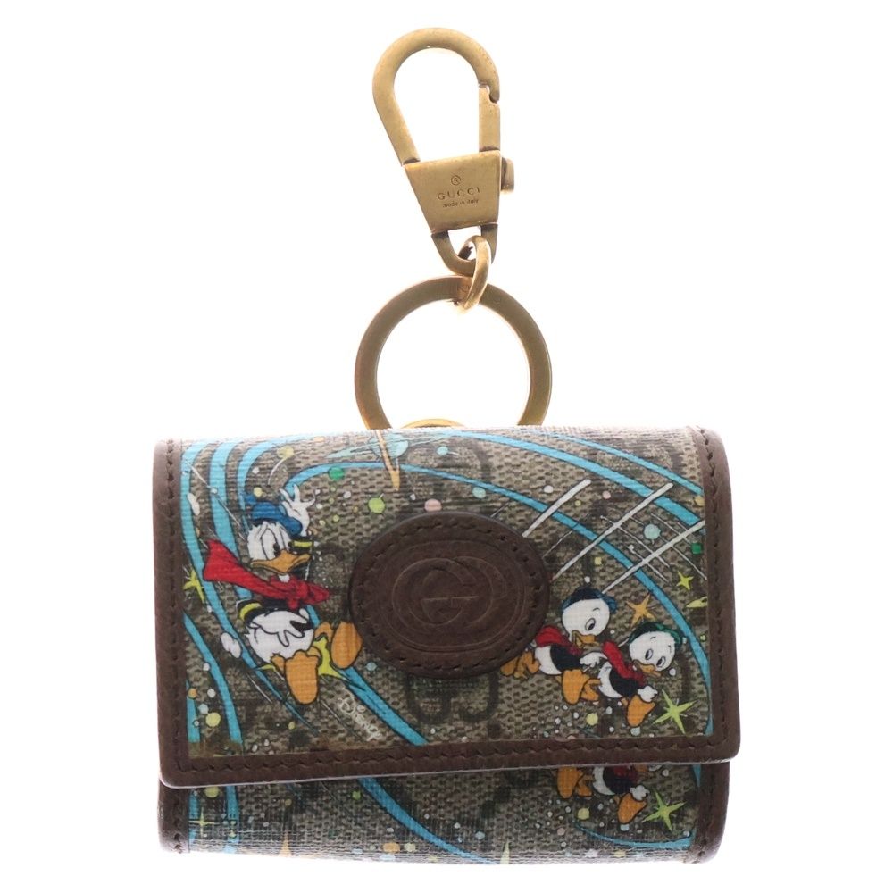 GUCCI グッチ GGスプリーム ディズニー ドナルドダッグ AirPodsケース ブラウン PVC×レザー
