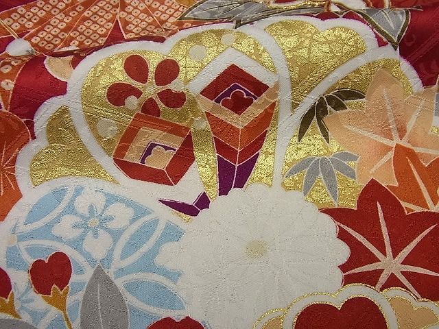 平和屋1□極上 振袖 駒刺繍 雲重ね松竹梅吉祥文 暈し染め 金彩 逸品