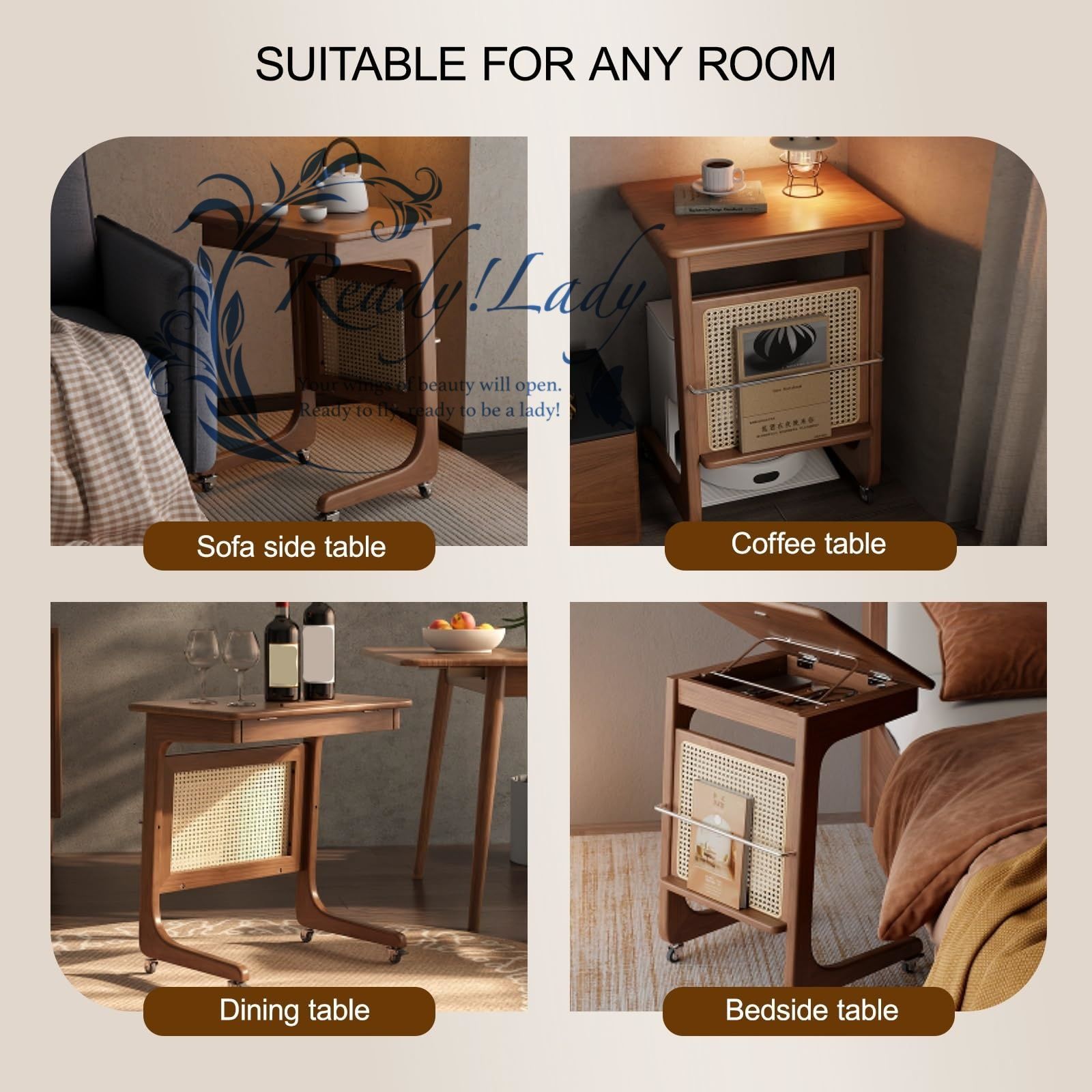 ロボット掃除機用スタンドキャビネット 木製オープン棚付き