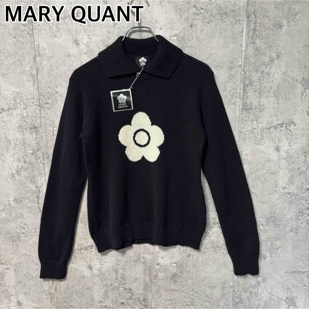 未使用品 マリークワント 襟付き デカロゴ ニットセーター アルパカ混 Mサイズ タグ付き 未使用品 MARY QUANT マリークワント 長袖 ニット セーター