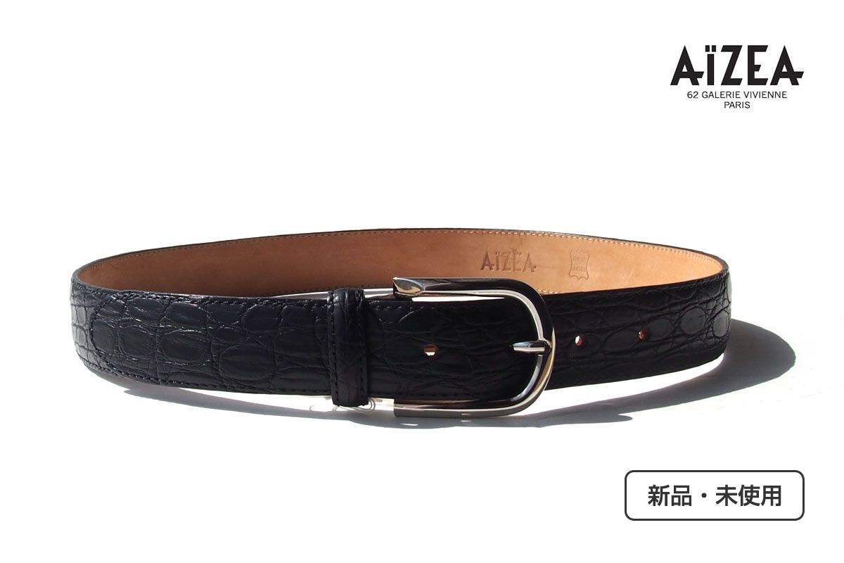 品｜ ｜アイセア｜AIZEA｜クロコダイルレザーベルト｜80｜ブラック