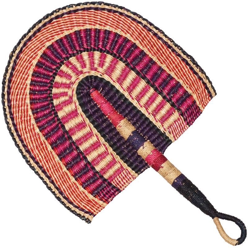 古作 アフリカ　ブルキナファソ　エレファントグラス　うちわ　団扇 アフリカ ブルキナファソ エレファントグラス カラー うちわ 団扇 No