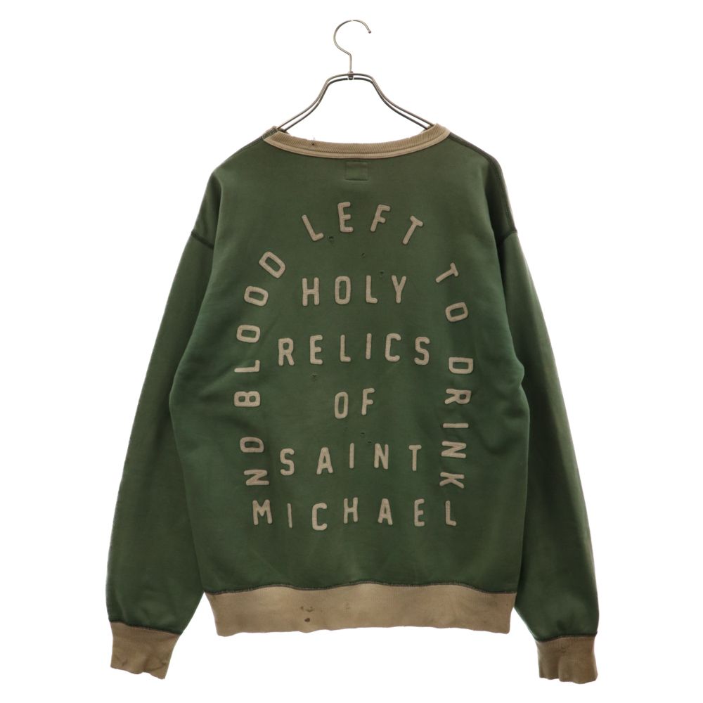 SAINT MICHAEL (セントマイケル) 22SS SWEAT SHIRT FELT ホーリーレリックスフェルトグランスリーブスウェット SM- S22-0000-040 グリーン - メルカリ