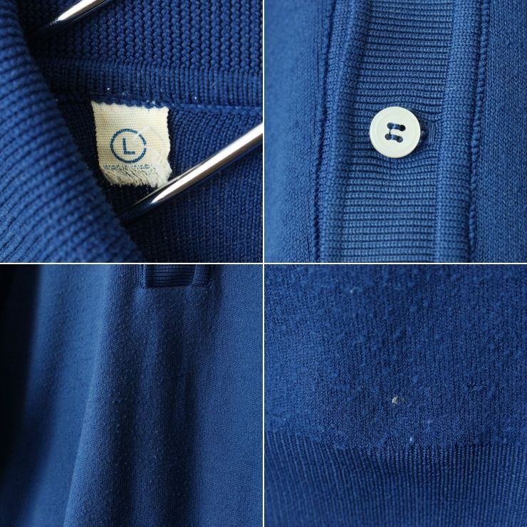 60s 70s USA製 バンロン ポロシャツ メンズL ネイビー ブルー 半袖 