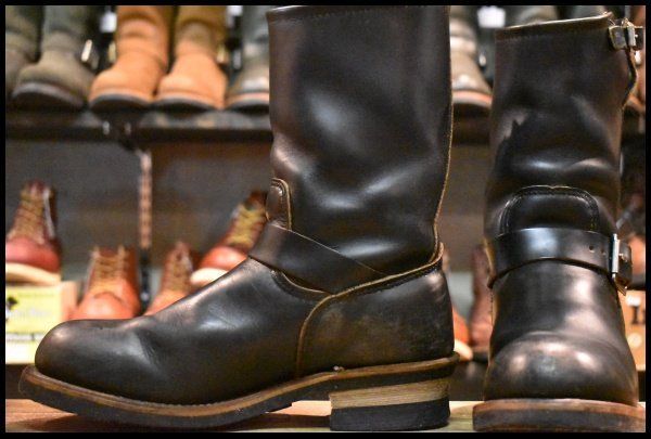 8D PT91プリント レッドウィング 2268 エンジニア 黒 ブラッククローム スチールトゥ ブーツ redwing HOPESMORE FE076