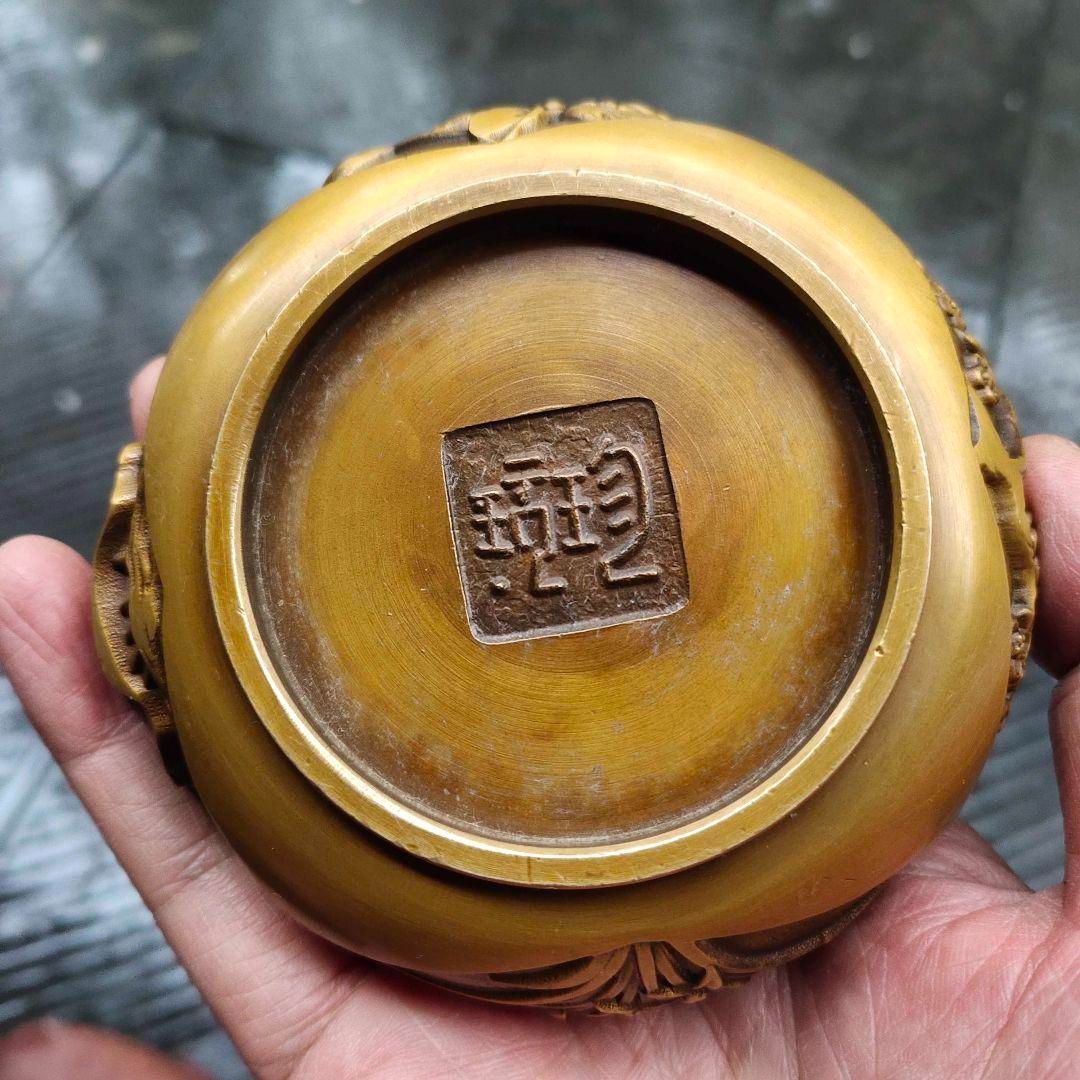 銅 細工 四季花瓢?蓋香炉 銅製 茶道具 香道具 工芸品 美術品