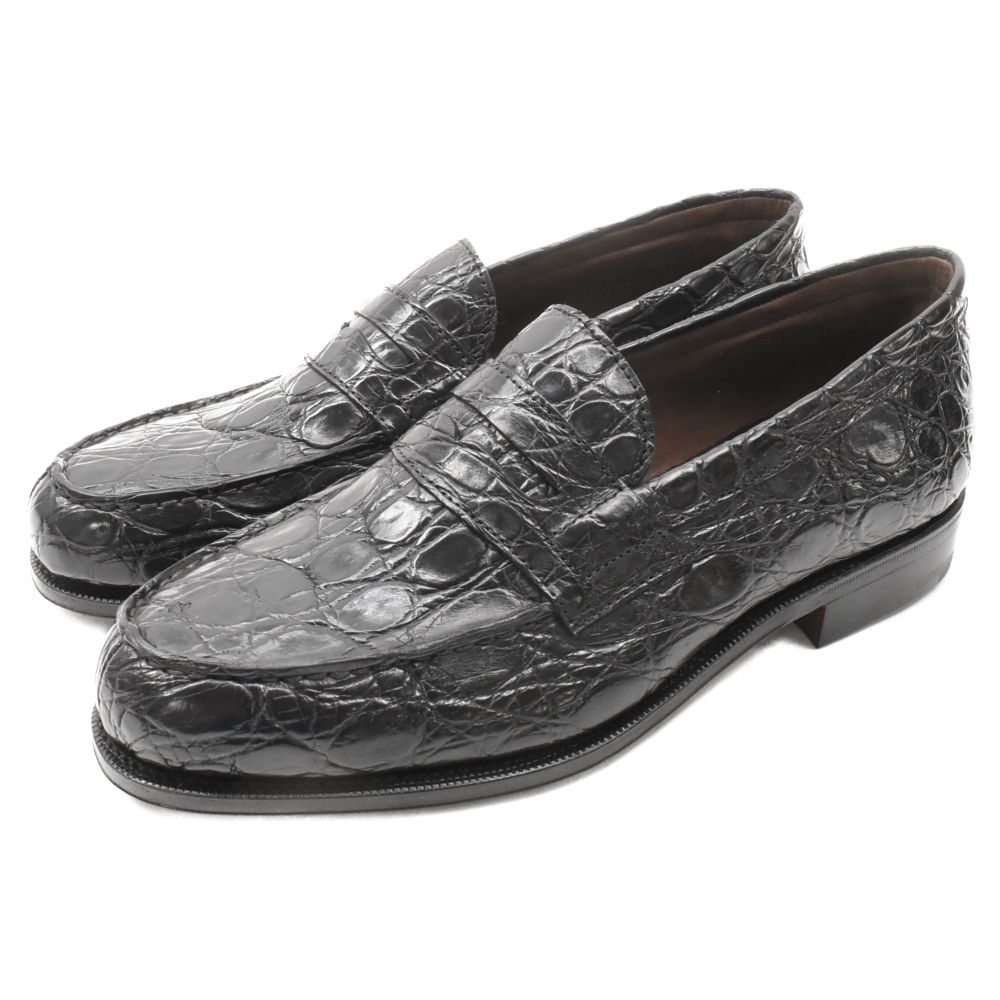 CARMINA (カルミナ) Crocodile Penny Loafer レザー ローファー ブラック 80578 6 - メルカリ