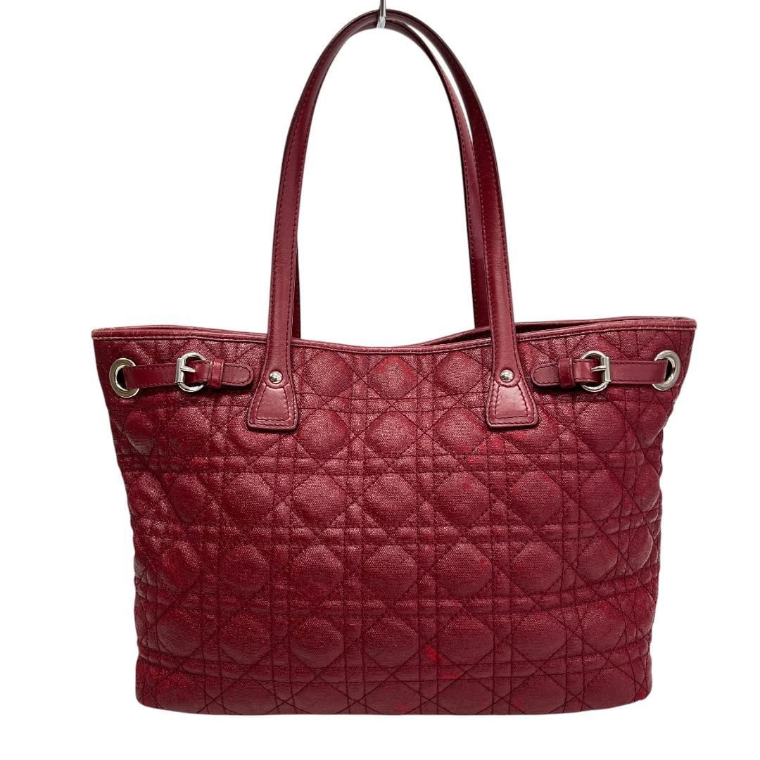 希少 Dior ディオール トートバッグ カナージュ パナレア Gカード付 赤 