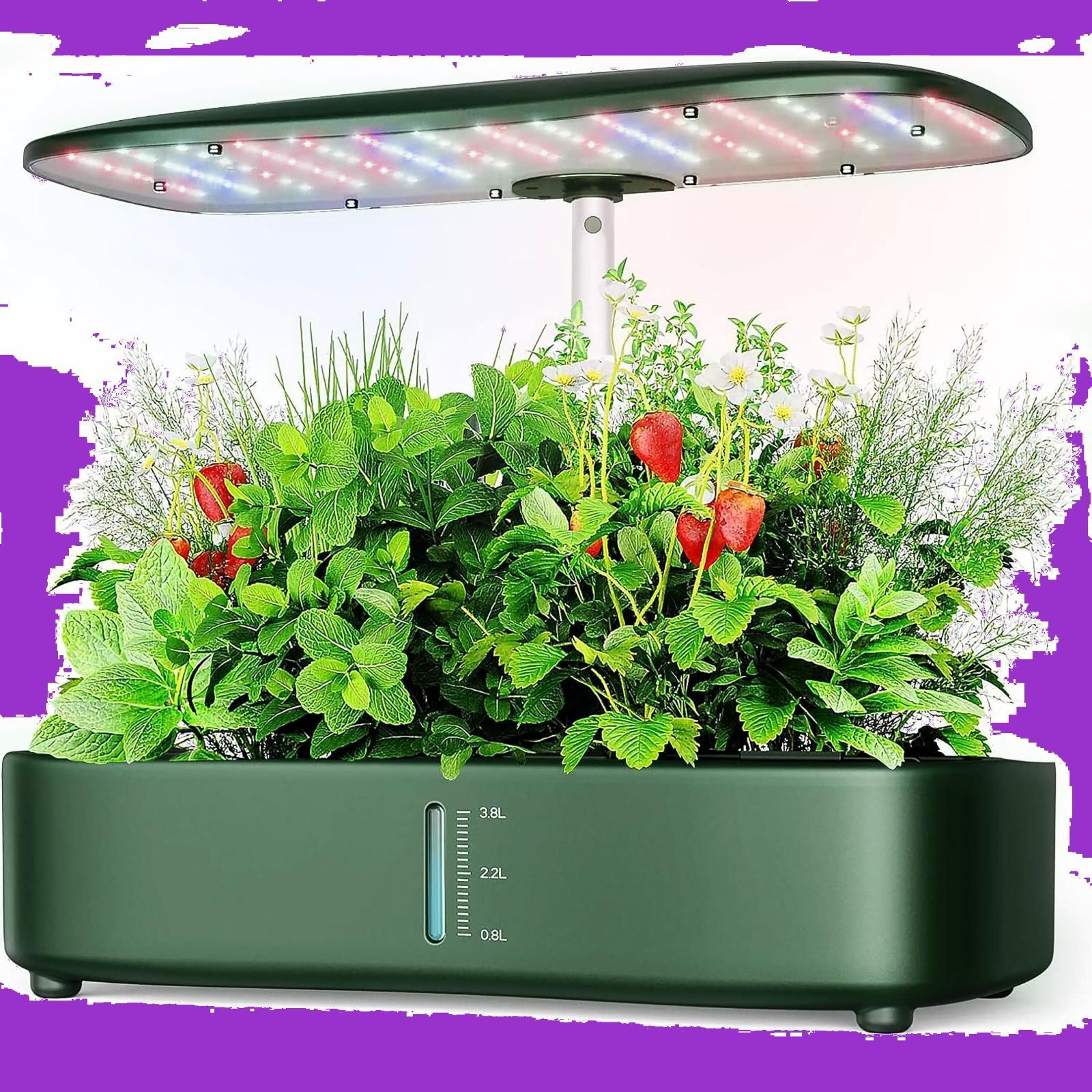 濃緑色 水耕栽培キット LED植物成長ライト付き屋内水耕栽培キット 3つの栽培モードを備えた植物成長保育園キットは 同時に12植物を栽培することができ 高さ調節 なランプシェードはまた 自動水循環システムが装備されているタイマー機能の高