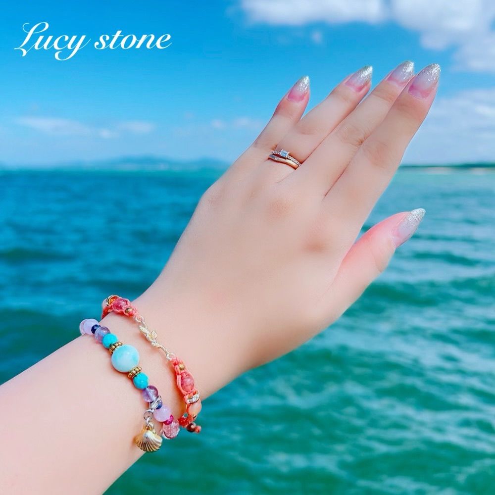 天然石 パワーストーン ブレスレット 数珠 15cm ラリマー ルチル