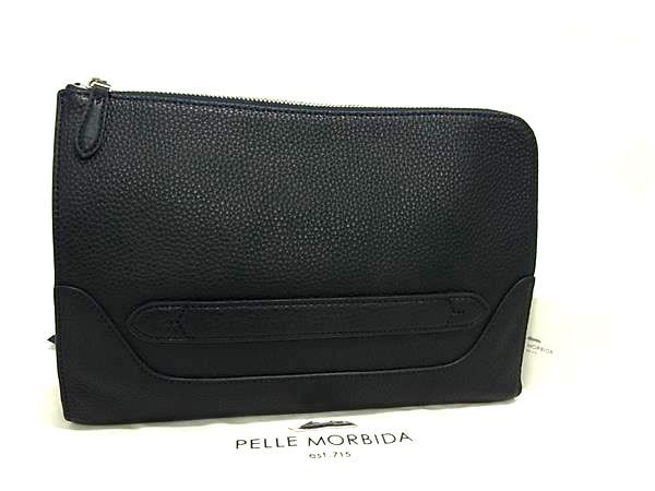 PELLE MORBIDA ペッレ モルビダ レザー クラッチバッグ セカンドバッグ メンズ ネイビー系 FN0563