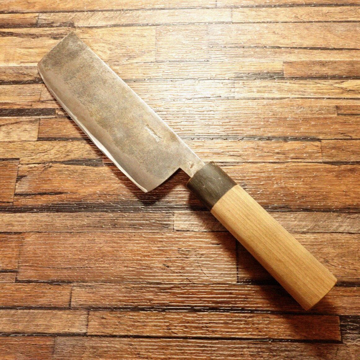 イヅツキ木屋 菜切包丁 研ぎ済 水牛柄 安来鋼青紙 黒打ち 菜切り 160mm