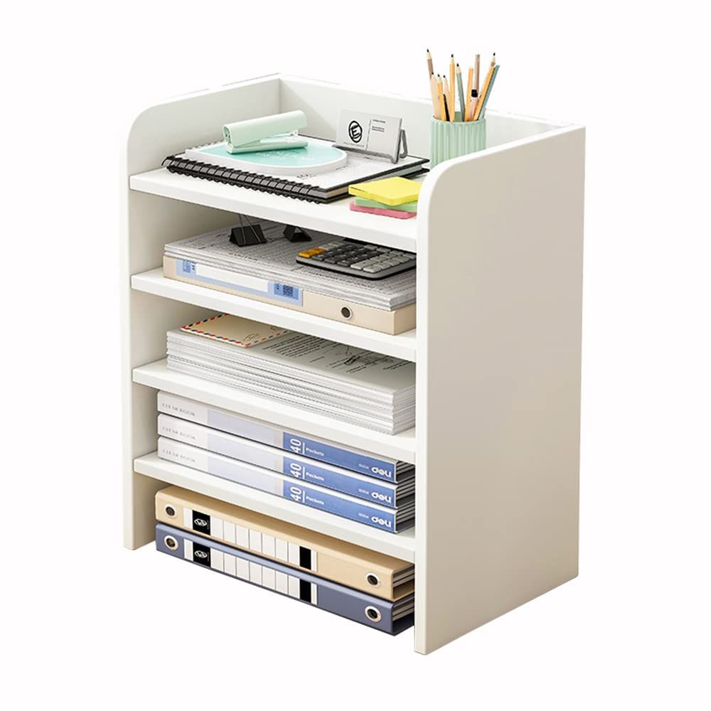 【人気商品】本立て ブックスタンド 新聞/雑誌/書類/文具用品/化粧品収納 机上 事務用品 組み立て簡単 デスク上収納ラック 卓上整理棚 本棚 多機能 引き出し 文具用品収納 大容量 小物整理 
