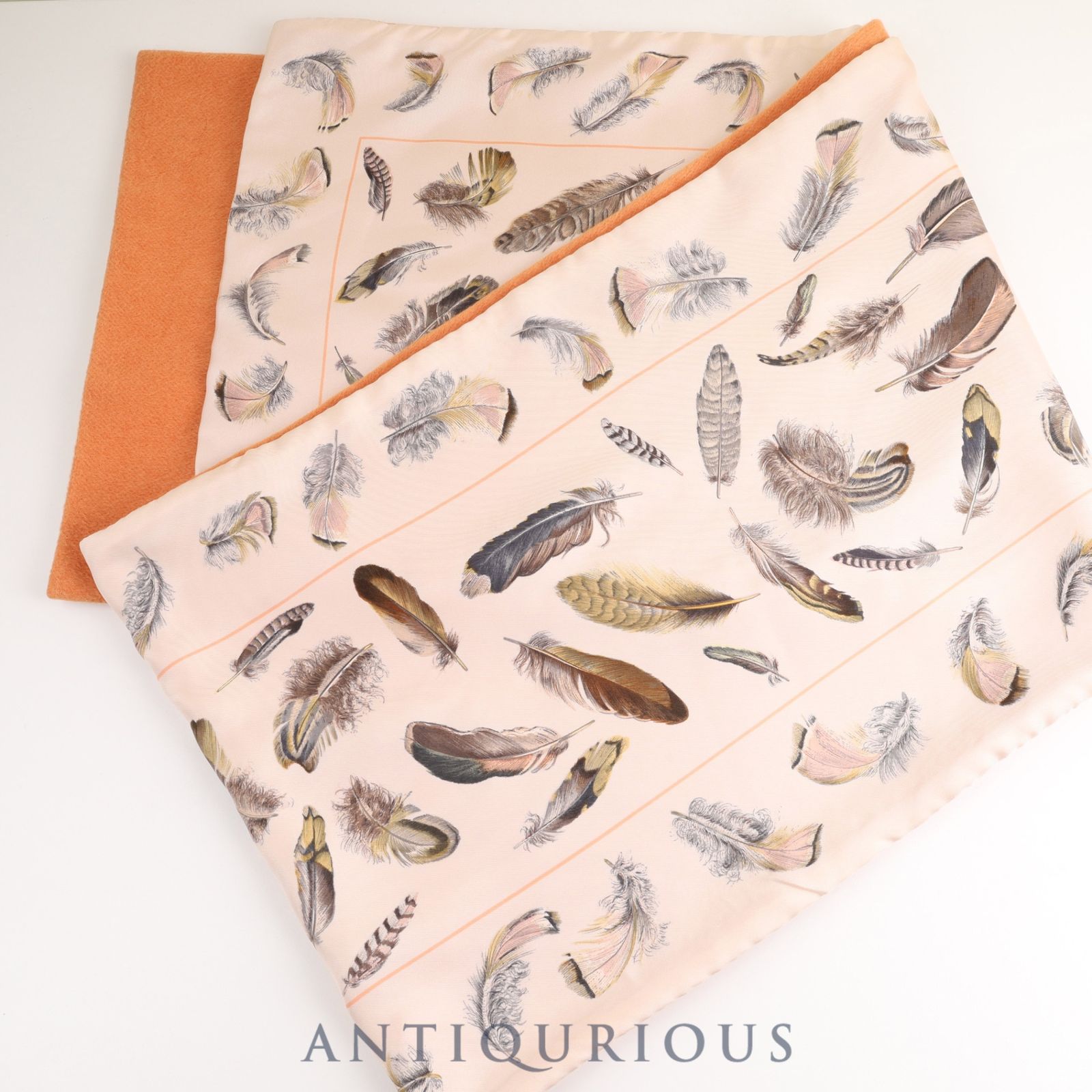 エルメス マフラー アンゴラ100% / SILK100% フェザー オレンジ