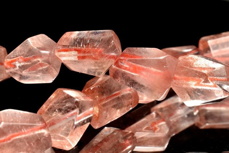 １点物 5A級高品質 形状 ストロベリークォーツ レピドクロサイトインクォーツ 6.5-8.5x4-7mm 原石カット ブレスレット パワーストーン 天然石 _MA8044 NEXPOTALLINN_EU