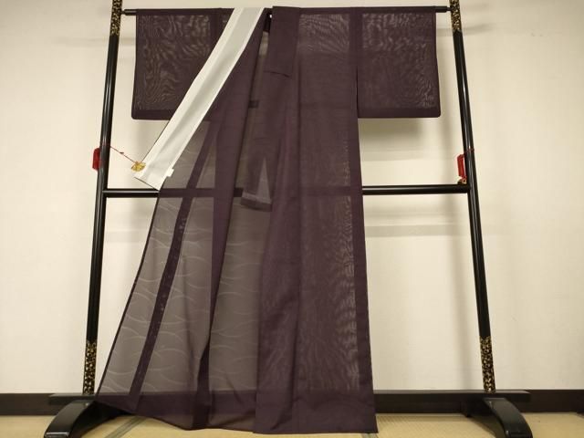 平和屋着物 夏物 色無地 絽 芝紋紗 黒鳶色 洗える着物 AABB2617jd