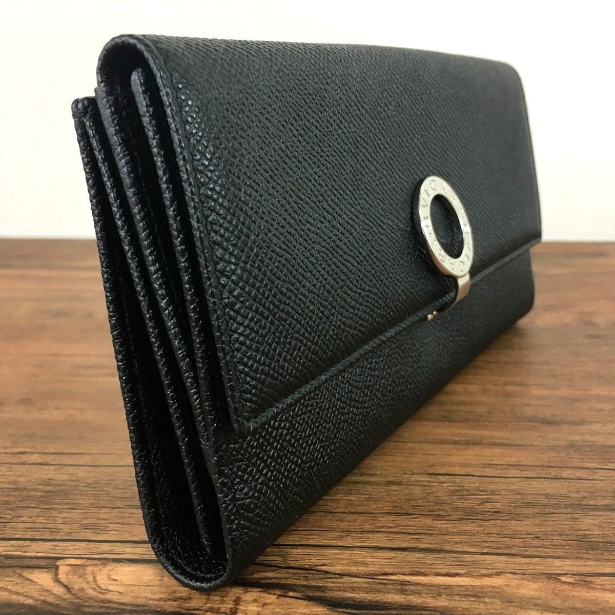 極美品 BVLGARI Wホック財布 ブラック ウォレット 471