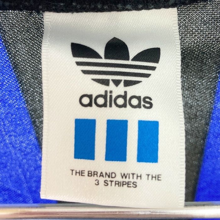 ☆adidas アディダス デサント ストライプ 長袖ゲームシャツ ブルー