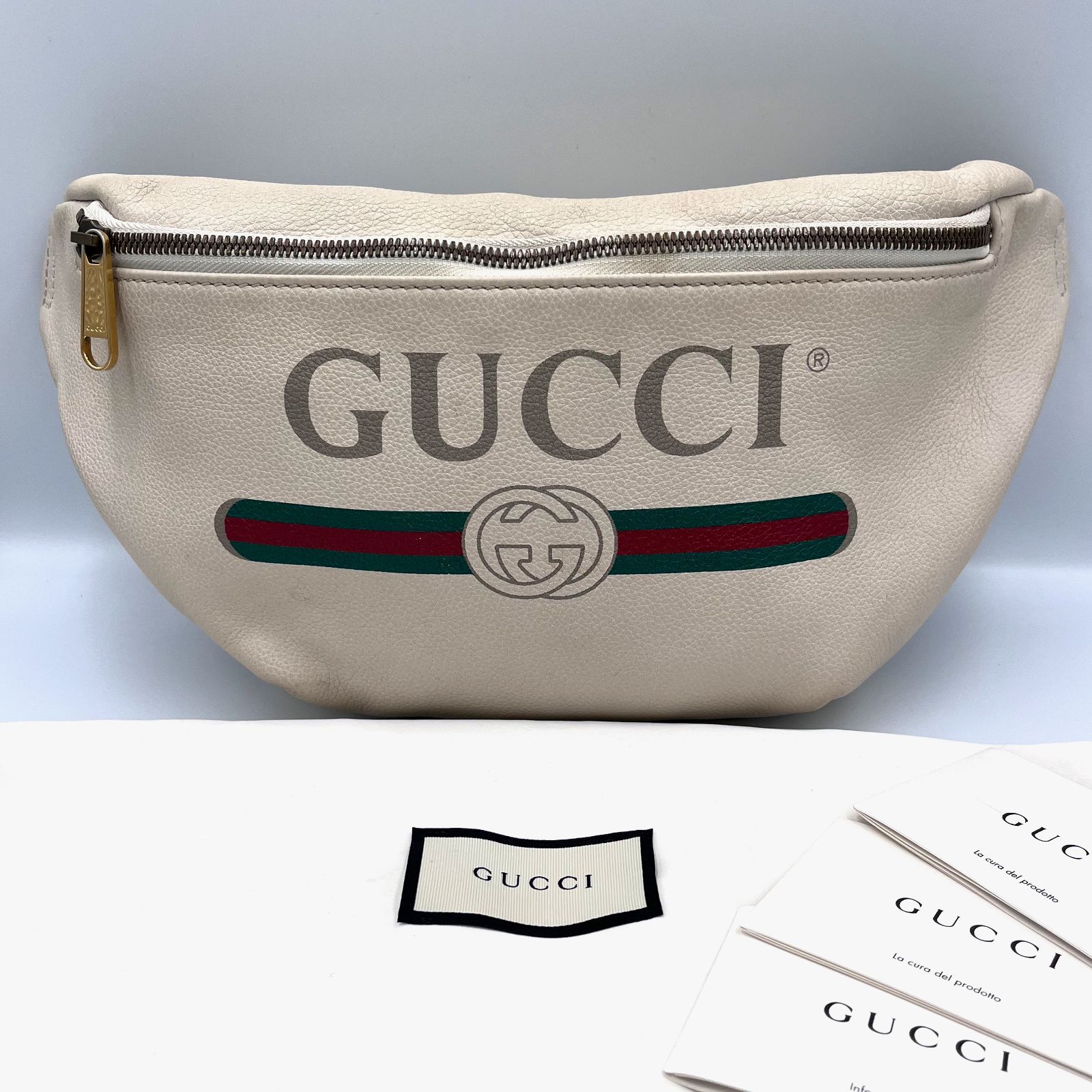 未使用】GUCCI グッチ スモールベルトバッグ 527792 ボディバッグ シェリーライン レザー ホワイト - メルカリ