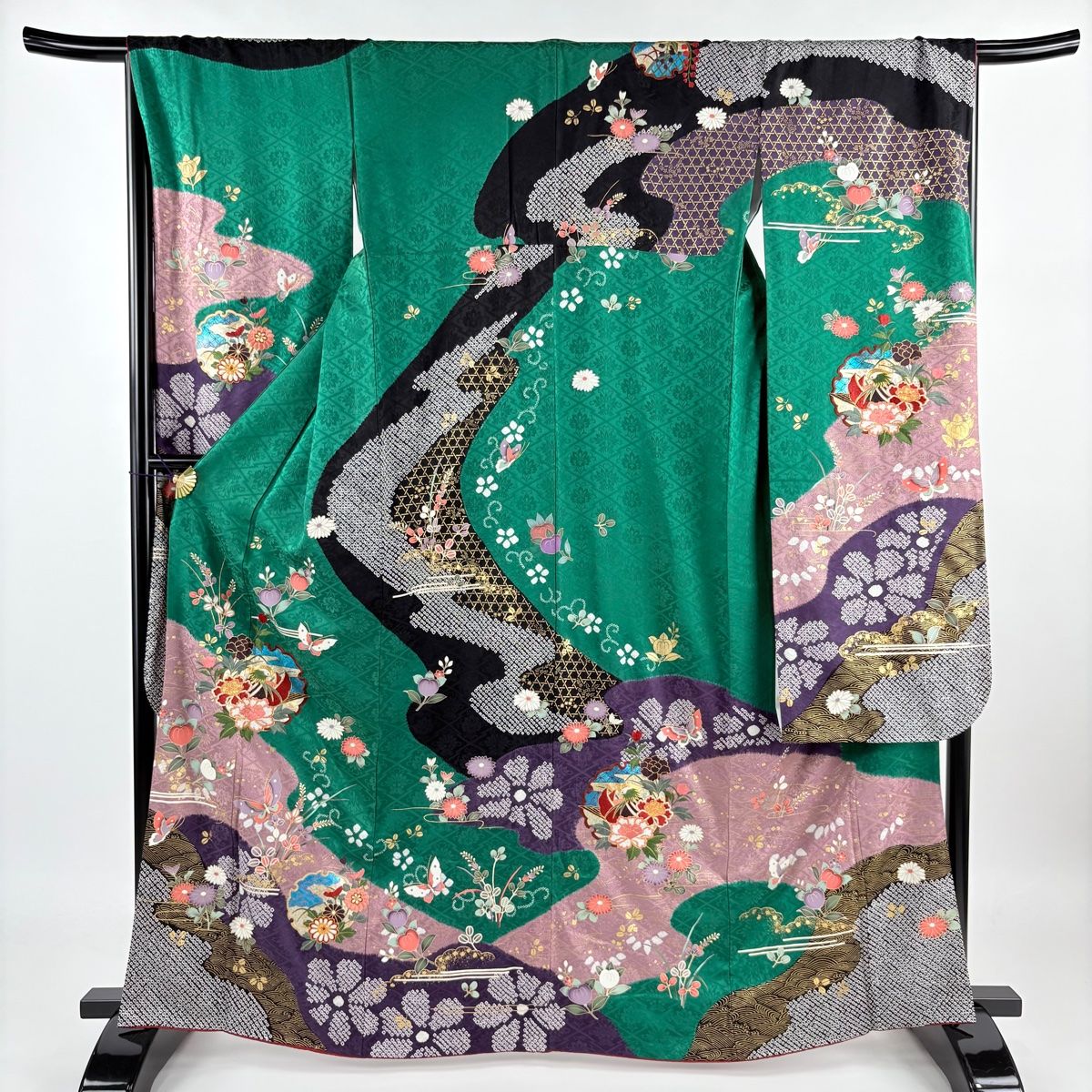 振袖 身長151-166cm 鮮やか緑　正絹 振袖 身長151-166cm 鮮やか緑 正絹 振袖 身長151-166cm 鮮やか緑