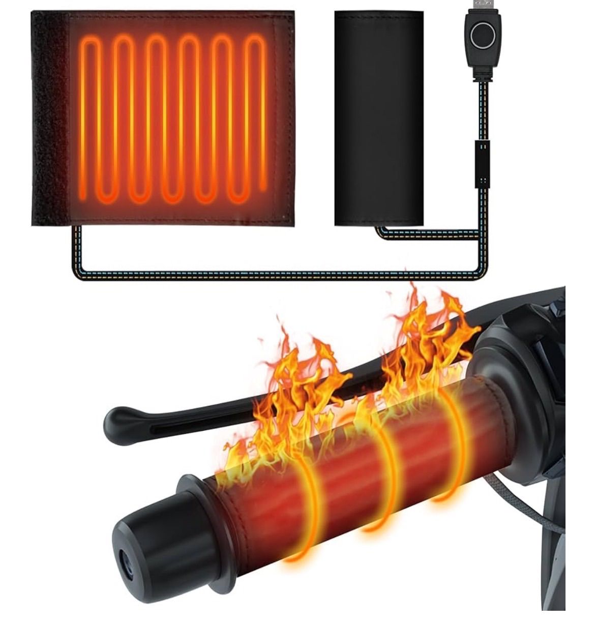 グリップヒーター USB給電 バイク用 巻き付け式 防寒ホット グリップヒーター USB給電 バイク用 巻き付け式 防寒ホット