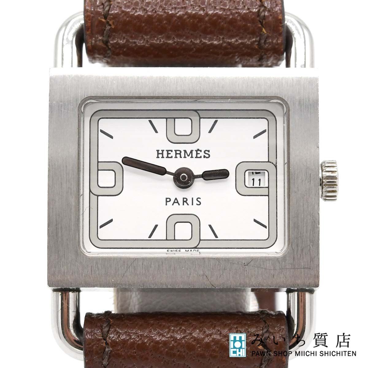 稼働 HERMES エルメス バレニア スクエア クォーツ 腕時計 BA1.210 